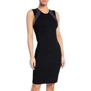 Vince Black Wool Body Con Dress Sexy Form Fitting Goth Sleeveless Coktail Mini